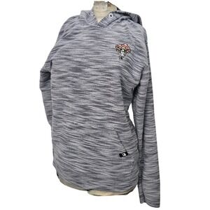 Dikotomy Mens M Pullover Hoodie Grey Marled Melting Mushroom Embroidered Trippy